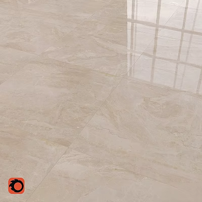 Beige Natural Texture Floor Tiles With Smooth Reflective Surface And Window Grid Reflection 3d model