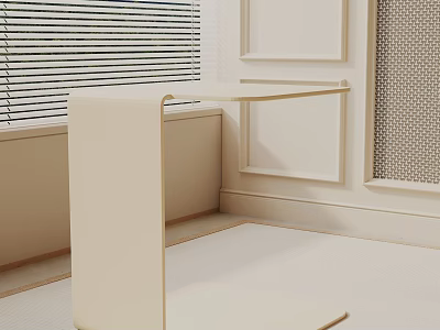 Modern Minimalist Interior Design Showcasing Elegant Ivory Side Table And Sleek Lines 3d model