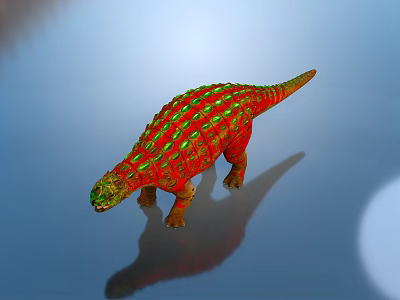 Armored Reptile Dinosaur With Red Green Scales And Spiked Back 3D Rendering 3d model