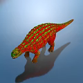 Armored Reptile Dinosaur With Red Green Scales And Spiked Back 3D Rendering