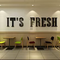 Modern Restaurant Interior With Round Tables Colorful Chairs Pendant Lights And Service Counter