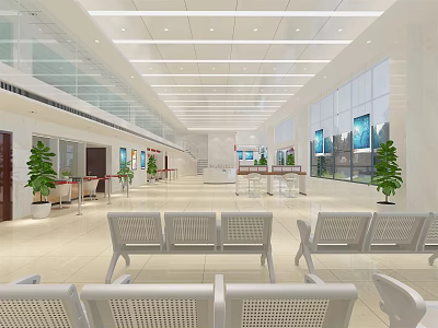 Modern Bank Lobby 3d model