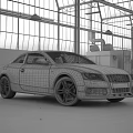 Silver Audi Sedan Parked In Industrial Space With Glass Roof And Metal Frames