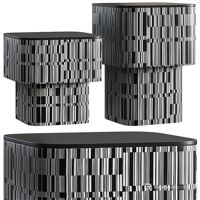 Modern Striped Coffee Table With Layered Structure And Contemporary Design For Living Room Decor 3d model 