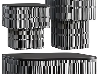 Modern Striped Coffee Table With Layered Structure And Contemporary Design For Living Room Decor 3d model