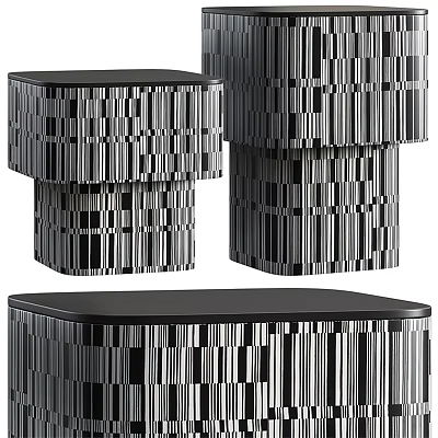 Modern Striped Coffee Table With Layered Structure And Contemporary Design For Living Room Decor 3d model