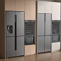 Modern Kitchen Interior Design With Stylish Refrigerators And Freezers And Cabinets