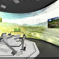 Jungle Adventure Exhibition With Projection Screen Showing Natural Landscape And Display Device