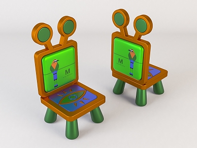 Modern children's chair wooden children'stool 3d model