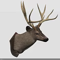 Natural Looking Decorative Deer Head Mount with Large Antlers Mounted on Wall