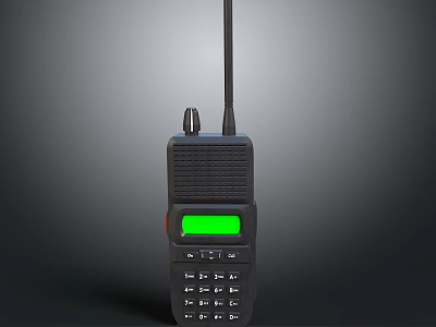 Black Walkie Talkie With Green Display Keypad And Antenna For Communication 3d model
