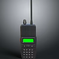 Black Walkie Talkie With Green Display Keypad And Antenna For Communication