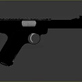 Modern Black Tactical Pistol Featuring Metal Rail Sleek Design On Gray Background With Reflection