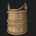 Traditional Wooden Washing Bucket with Rope Handle for Daily Household Use