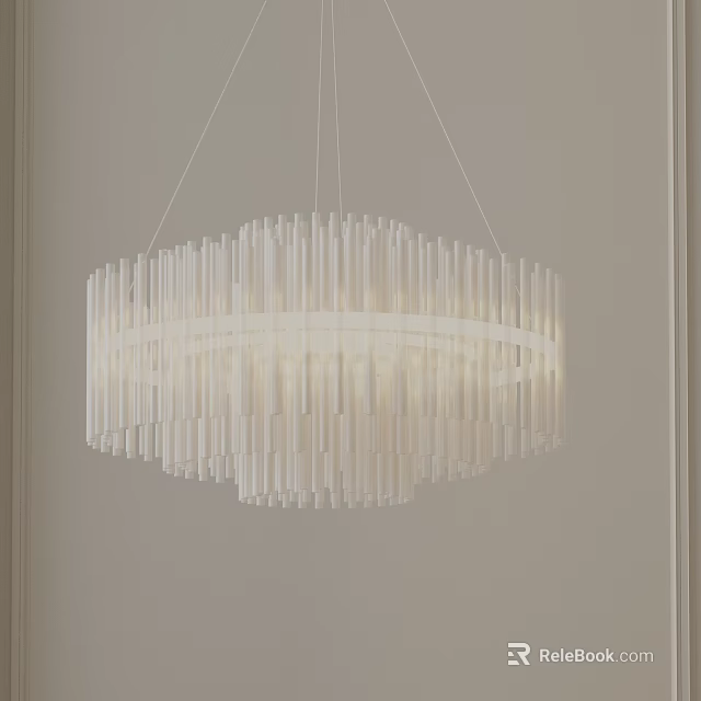 Modern White Acrylic Rod Chandelier for Elegant Interior Hanging Lighting Design 3d model 