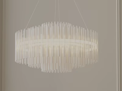 Modern White Acrylic Rod Chandelier for Elegant Interior Hanging Lighting Design 3d model