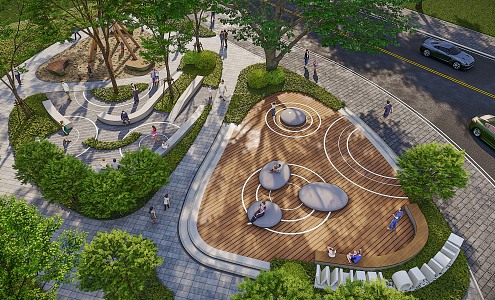 Modern Park Pocket Park Corner Park 3d model