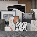 Modern Abstract Framed Wall Paintings With Various Sizes In Neutral Black White Tones