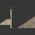 Stone Architectural Structures With Archways Stone Steps And Red Tiled Roofs