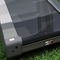 High Quality Outdoor Treadmill Fitness Equipment Standing On Fresh Green Grass Turf