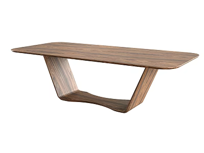 Modern Wooden Dining Table With Unique Curved Base Design And Smooth Surface 3d model