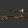 Unique Decorative Wands With Wooden Handles And Intricate Metal Accents