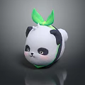 Game Movie Panda Character Cartoon Style with Green Bow Round Face and Black White Fur