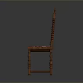 Classic Wooden Carved Chair With Pink Patterned Upholstered Seat And Ornate Design