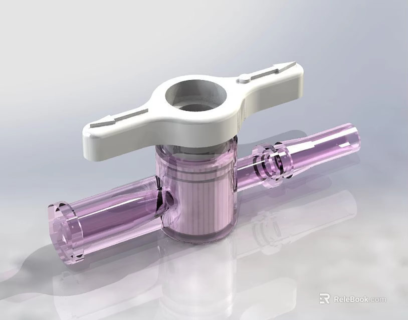 Purple Pipe Connector With White Handle And Transparent Body Design 3d model 