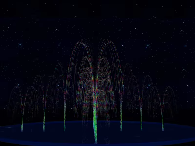Colorful Fountain Display With Starry Night Sky Background And Illuminated Water Arcs 3d model
