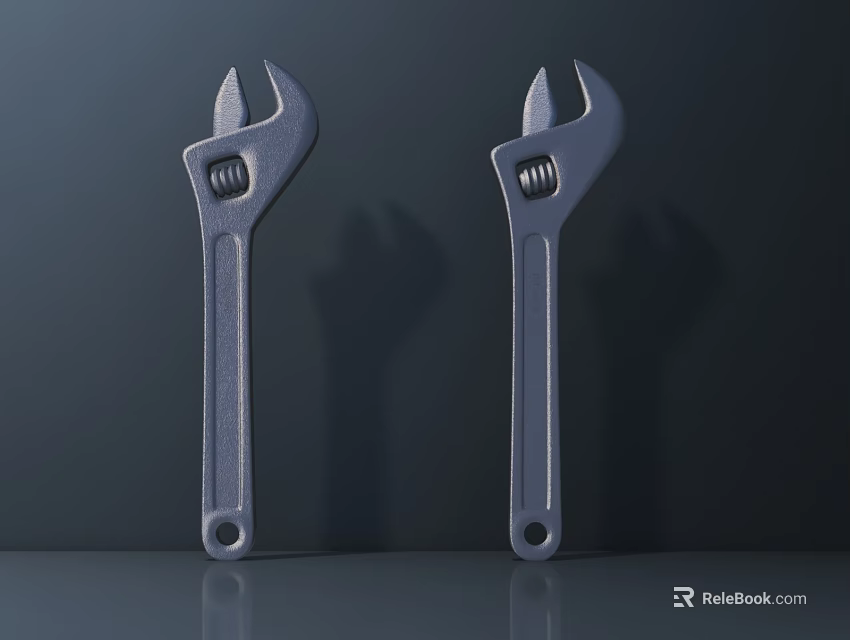 Two Durable Adjustable Wrenches Professional Hardware Tools For Repair Work 3d model 