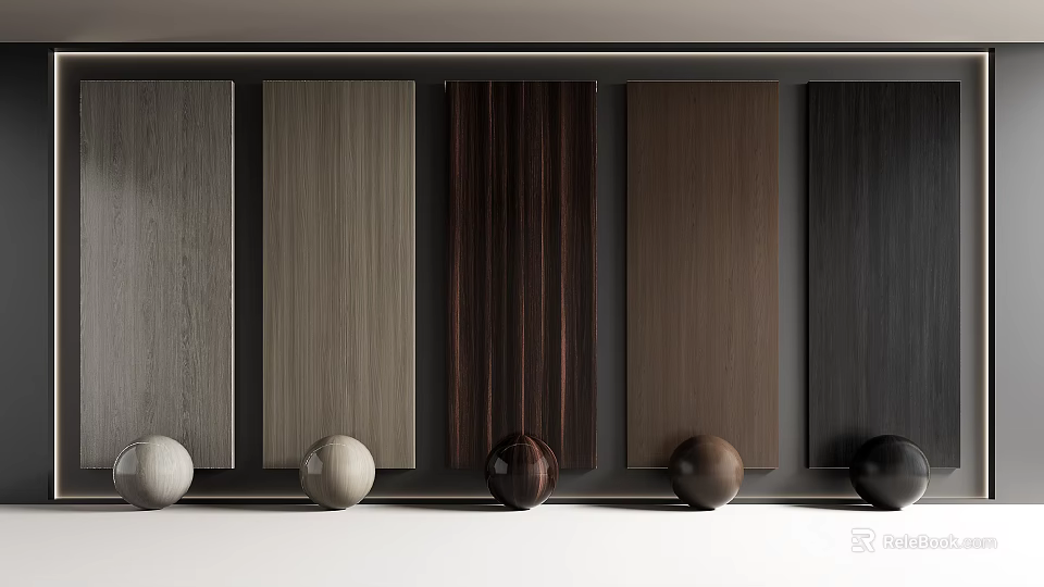 Wall Panels With Various Wood Grain And Different Colors On 3d model