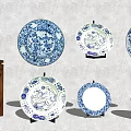Blue and White Porcelain Ceramic Wares with Various Plates Vases and Jars