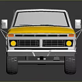 Yellow And White Classic Pickup Truck With Retro Design And Reflective Surface