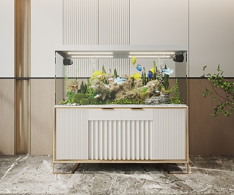 Light Luxury Fish Tank Glass Fish Tank Aquarium Display Cabinet Side Cabinet 3d model