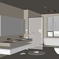 Modern Bathroom Interior With Large Mirror Double Vanity Glass Shower Bathtub And Window Blinds