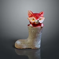 Cute Little Fox Figurine Sitting in Beige Rain Boot With FROM US Text