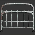 Vintage White Metal Double Bed Frame With Distressed Railings And Rustic Design