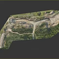 Detailed Terrain 3D Model With Vegetation Covered Areas And Pathways Structure 3d model