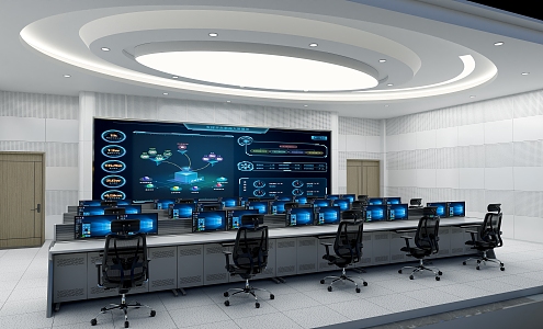 Modern Monitoring Room Office General Control Room Multimedia Room Control Room Conference Room 3d model