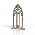 Gothic Architectural Arch Window With Intricate Carvings And Pointed Top Design
