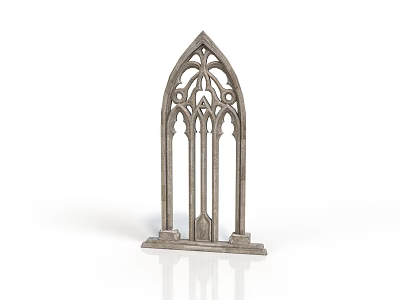 Gothic Architectural Arch Window With Intricate Carvings And Pointed Top Design 3d model