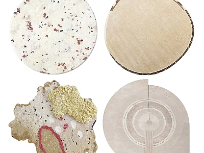 Stylish Unique Rugs with Round Irregular Shapes Speckled and Golden Patterns for Home Decor 3d model