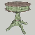 Elegant Green Octagonal Table With Carved Base And Glazed Surface Design