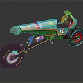 Turquoise Custom Motorcycle with Yellow Windscreen and Number 93 Unique Design