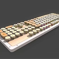 Mechanical Computer Keyboard with Round Keycaps and Orange White Color Design 3d model