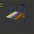 Wooden Leisure Chair With Curved Slat Back And Woven Seat Design Details