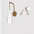 Modern Wall Lamps With Brass Base White Fabric Shade And Cone Shape For Indoor Lighting