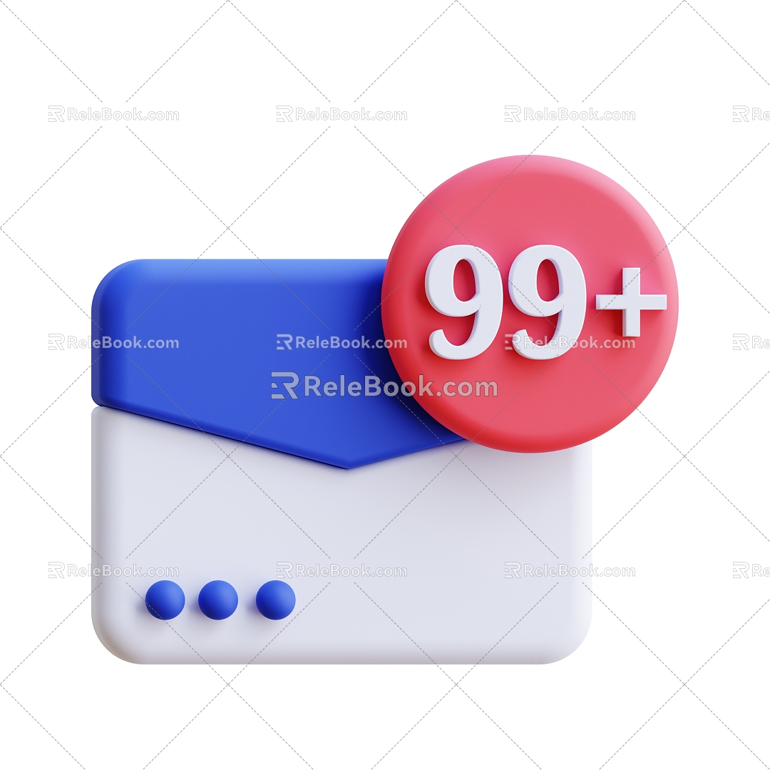 Modern Message Icon Digital Envelope Message Meichen Cartoon Message Icon 3d model