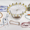 Colorful Amusement Rides Collection Featuring Ferris Wheel Roller Coaster Tracks Carousel And Climbing Frames